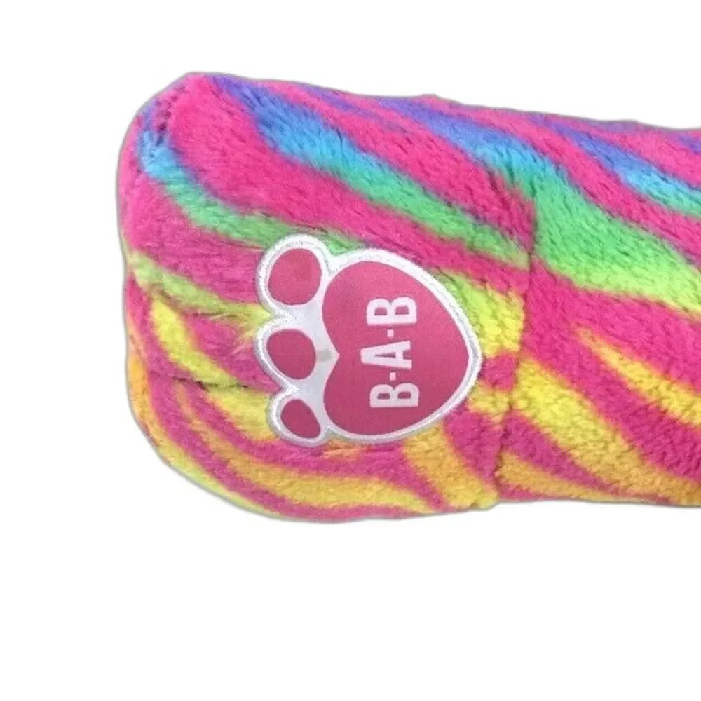 Build-A-Bear - Rainbow Bear - Zebra-Print - Kids Reading Pillow